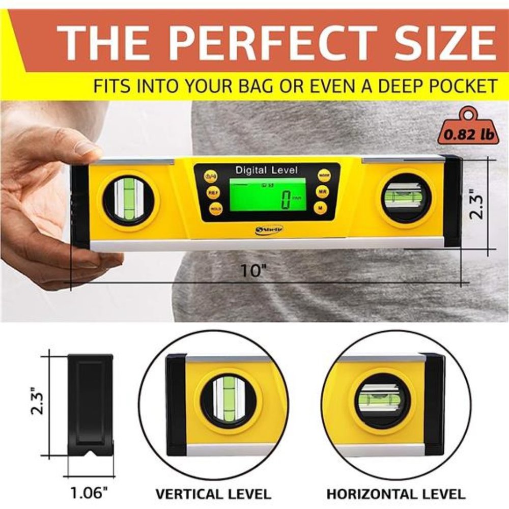 Digital Magnetic Level Tool-10Inch Torpedo Level and Protractor-Master Precision - Picture 2 of 6